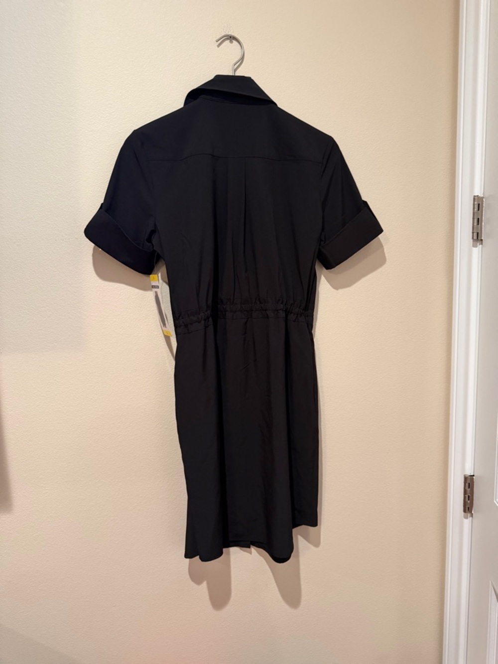 NWT Halston Heritage Black Button-Front Midi Shirt Dress - Picture 4 of 13
